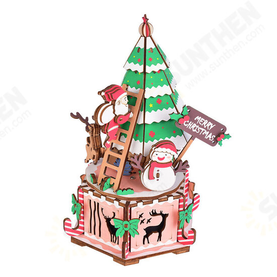 DIY Assembled Christmas Eve and Thanksgiving Christmas Music Box Doll House Model Toy