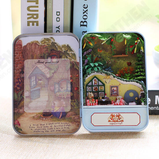 DIY Tin Box Secret Dollhouse With Light T-002 T-003 T-004 T-005 Gift Home Office Decor