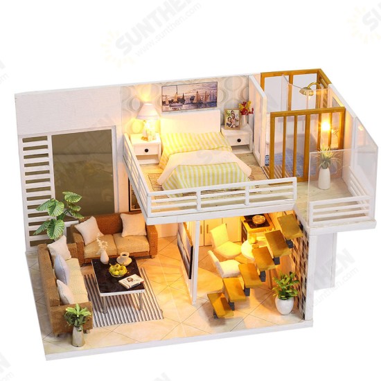 K031 Simple And Elegan DIY Doll House With Furniture Light Cover Gift Toy