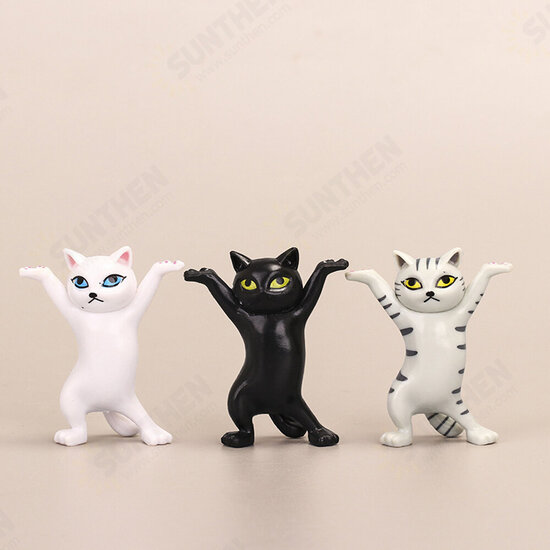 1 PC Cartoon Dancing Cat Figure Doll Figurines Handmade Enchanting Kittens Toy for Office Pen Holder AirPods Desktop Display Decoration Collection Gift