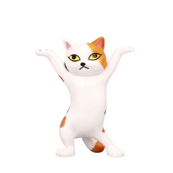 1 PC Cartoon Dancing Cat Figure Doll Figurines Handmade Enchanting Kittens Toy for Office Pen Holder AirPods Desktop Display Decoration Collection Gift