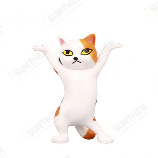 1 PC Cartoon Dancing Cat Figure Doll Figurines Handmade Enchanting Kittens Toy for Office Pen Holder AirPods Desktop Display Decoration Collection Gift