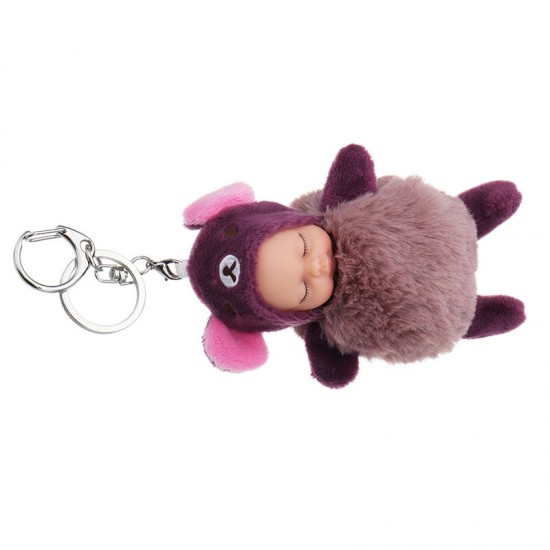 10cm Hot Cute Mini Dolls Key Chain Toy Cartoon Sleeping Baby Plush Pendant Model Gift For Ch