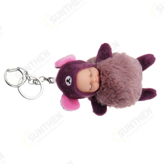 10cm Hot Cute Mini Dolls Key Chain Toy Cartoon Sleeping Baby Plush Pendant Model Gift For Ch