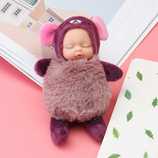 10cm Hot Cute Mini Dolls Key Chain Toy Cartoon Sleeping Baby Plush Pendant Model Gift For Ch