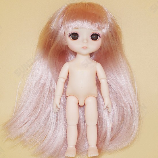 17CM Multi-style 13 Joints Moveable White Skin Cute Baby Dolls Toy with Makeup Long Hair for Kids Birthday Gift