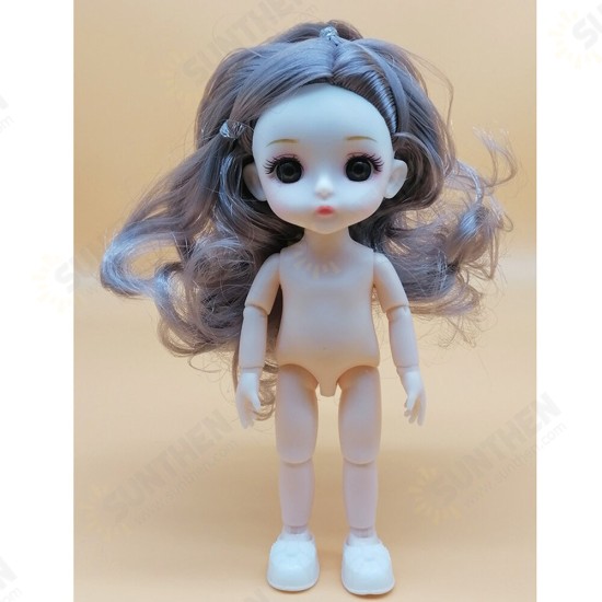 17CM Multi-style 13 Joints Moveable White Skin Cute Baby Dolls Toy with Makeup Long Hair for Kids Birthday Gift