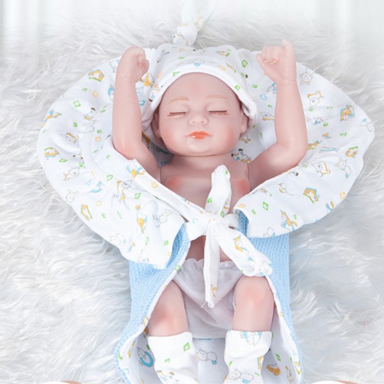 28CM Soft Silicone Vinyl Realistic Sleeping Reborn Lifelike Newborn Baby Doll Toy with Moveable Head Arms and Legs for Kids Gift