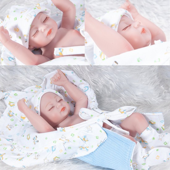 28CM Soft Silicone Vinyl Realistic Sleeping Reborn Lifelike Newborn Baby Doll Toy with Moveable Head Arms and Legs for Kids Gift