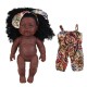 30CM Silicone Vinyl African Girl Realistic Reborn Lifelike Newborn Baby Doll Toy with 360° Moveable Head Arms and Legs for Kids Gift