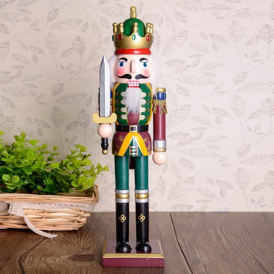 30cm Wooden Nutcracker Doll Soldier Vintage Handcraft Decoration Christmas Gifts
