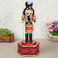 32cm Wooden Music Box Nutcracker Doll Soldier Vintage Handcraft Decoration Christmas Gifts 32cm Wooden Music Box Nutcracker Doll Soldier Vintage Handcraft Decoration Christmas Gifts