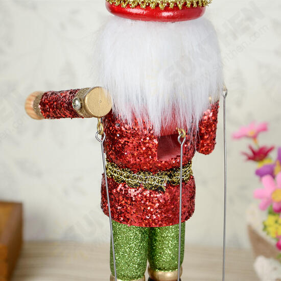 32cm Wooden Music Box Nutcracker Doll Soldier Vintage Handcraft Decoration Christmas Gifts