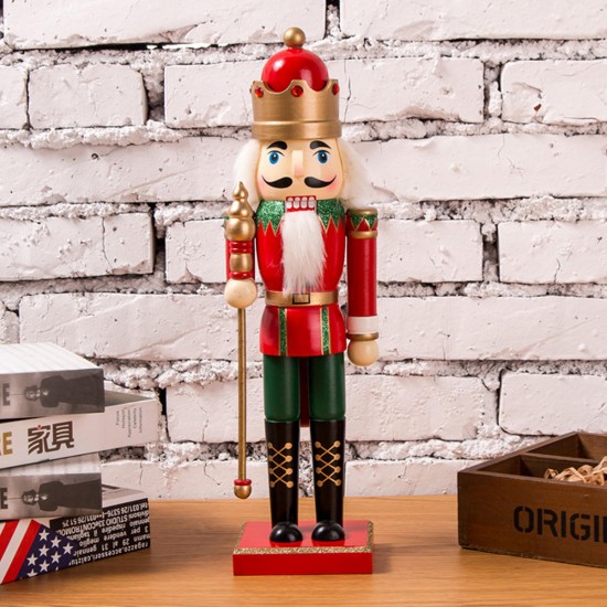 35cm Wooden Nutcracker Doll Soldier Vintage Handcraft Decoration Christmas Gifts