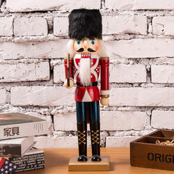 35cm Wooden Nutcracker Doll Soldier Vintage Handcraft Decoration Christmas Gifts