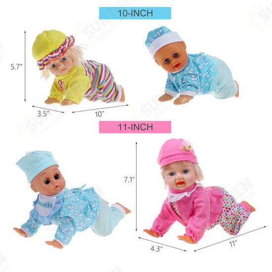 4 Styles of 10 Inch/11.5 Inch Electric Twisted Crawling Doll Baby with Sound for Children Toys