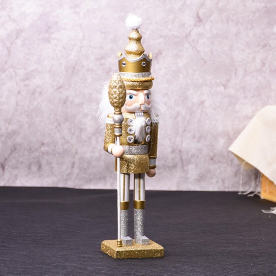 42cm Wooden Nutcracker Doll Soldier Vintage Handcraft Decoration Christmas Action Figure Gifts