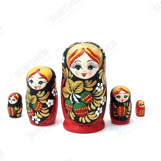 5PCS/Set Wooden Doll Matryoshka Nesting Russian Babushka Toy Gift Decor Collection