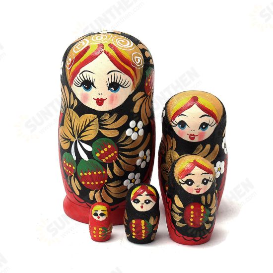 5PCS/Set Wooden Doll Matryoshka Nesting Russian Babushka Toy Gift Decor Collection