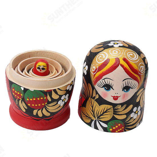 5PCS/Set Wooden Doll Matryoshka Nesting Russian Babushka Toy Gift Decor Collection