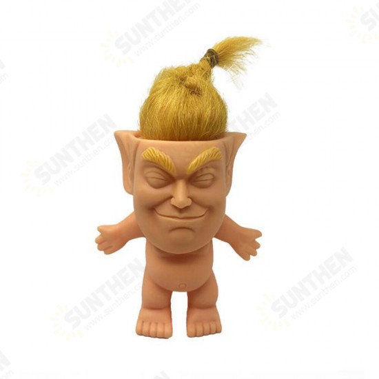 6*9*10cm Thick Yellow Hair Two Kinds of Style Evade Glue Troll Doll for Vent Toy