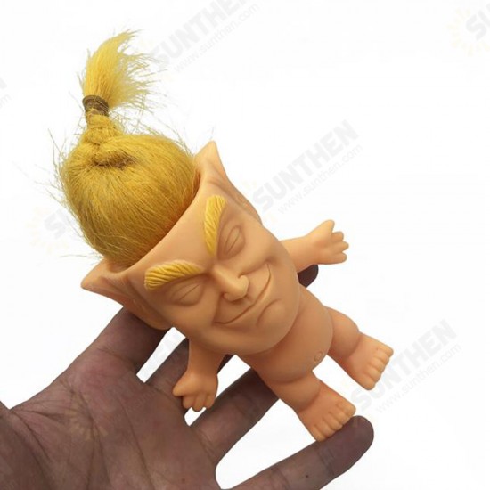 6*9*10cm Thick Yellow Hair Two Kinds of Style Evade Glue Troll Doll for Vent Toy