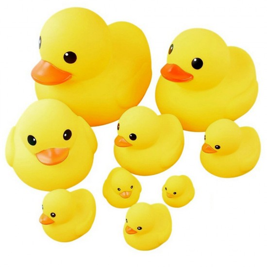 9 PCS Bathroom Toys Big Yellow Duck Vinyl Parent-child Play In The Water Squeeze Accompany The Baby In The Bath Soothing Toys for children's gifts