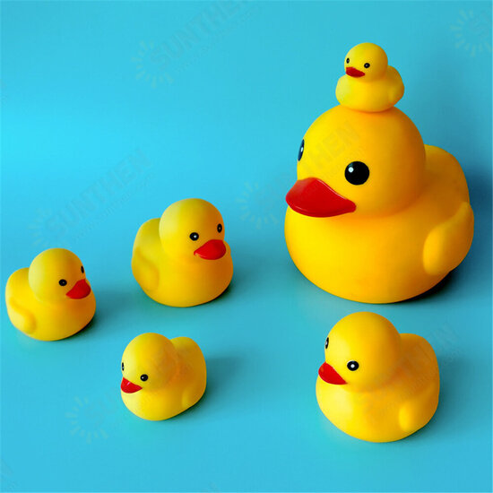 9 PCS Bathroom Toys Big Yellow Duck Vinyl Parent-child Play In The Water Squeeze Accompany The Baby In The Bath Soothing Toys for children's gifts