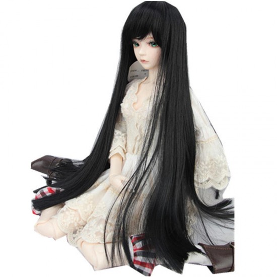 BJD Doll Wig 8-9inch 22-24cm 1/3 BJD SD Long Straight Hair Black Toy Costume Wig