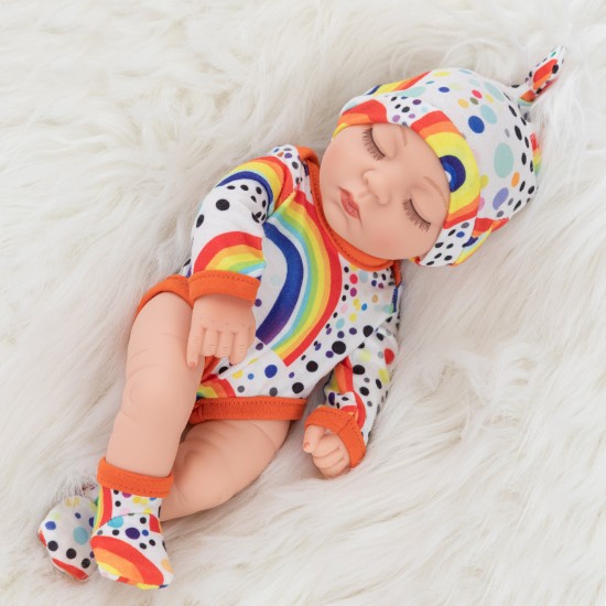 DEAR BEI 25CM Silicone Vinyl Dress Up Fashion Realistic Rebirth Lifelike Sleeping Baby Doll Toy for Kids Gift