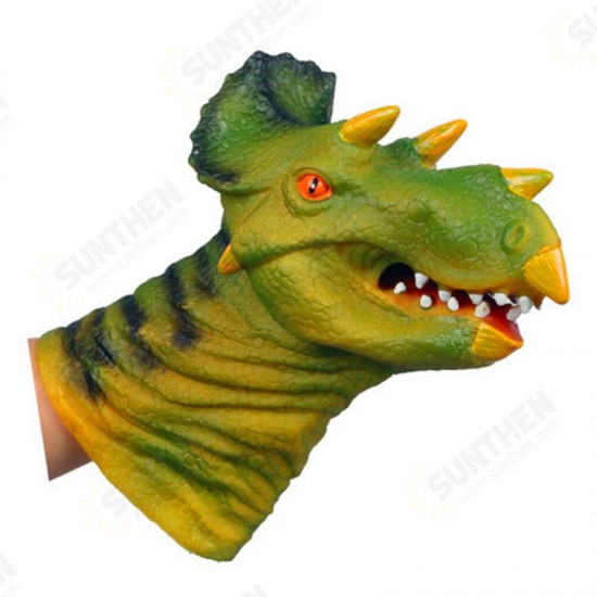 Dino Head Triceratops Dinosaurs Finger Puppet Dolls Rubber Hand Glove Toy For Kids Educational Gift