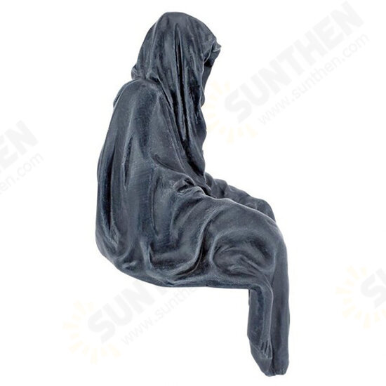 Gothic Nightcrawler Statue Sitting Thriller in Black Robe Decorative Dark Cloak Mysterious Master Ornament Toy for Home Party Christmas