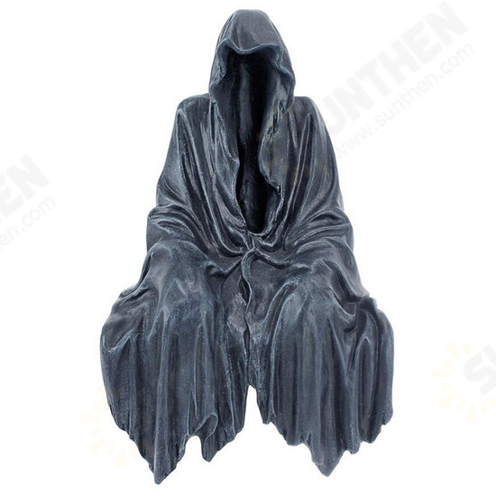 Gothic Nightcrawler Statue Sitting Thriller in Black Robe Decorative Dark Cloak Mysterious Master Ornament Toy for Home Party Christmas