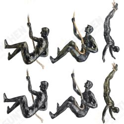 Handmade Global Climbing Iron Man Rope Wall Mounted Art Sculpture Climber Toys Handmade Global Climbing Iron Man Rope Wall Mounted Art Sculpture Climber Toys