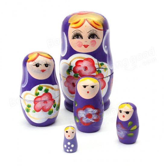 Lovely Russian Nesting Matryoshka 5-Piece Wooden Doll Set