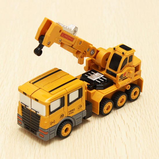 Metal Truck Hercules 5 In 1 Combination Robot Excavator Crane Vehicle Transformable Toys