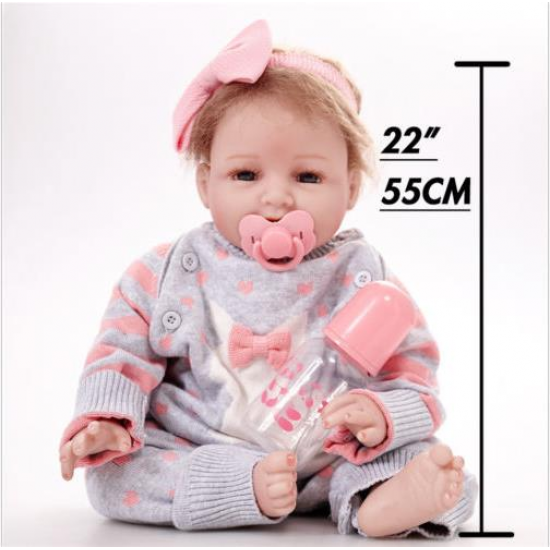 New Newborn Reborn Baby Girl 22inch Lifelike Doll Realistic Toy Christmas Gift