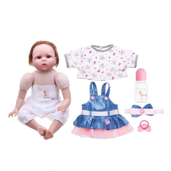 Reborn Doll Vinyl Body 55CM Handmade Silicone Girl Lovely Cloth Toys Kids Gift