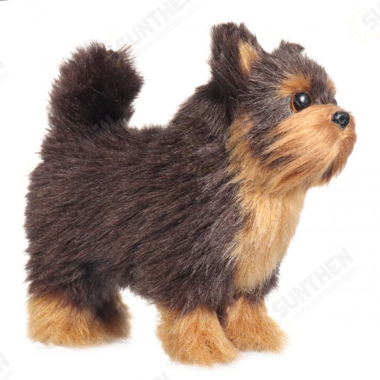 Yorkshires Terrier Realistic Simulation Plush Dog Lifelike Animal Dolls Toy for Home Decoration Collection Kids Gift