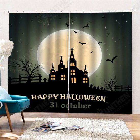 132*160cm Blackout Window Curtains Halloween Printed Curtains for Living Room Festival Decoration