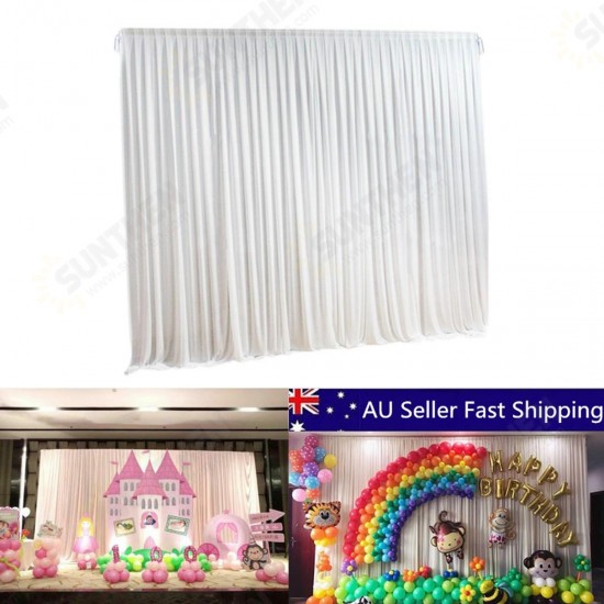 2M X 2M White Stage Background Backdrop Drape Curtain Swags Wedding Party US