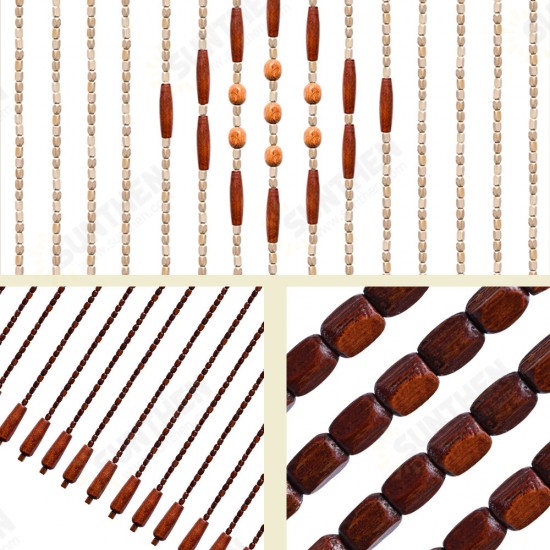 31 Line Wave Handmade Fly Screen Wooden Beads Curtain Wooden Door Curtain Blinds for Porch Bedroom Living Room Divider