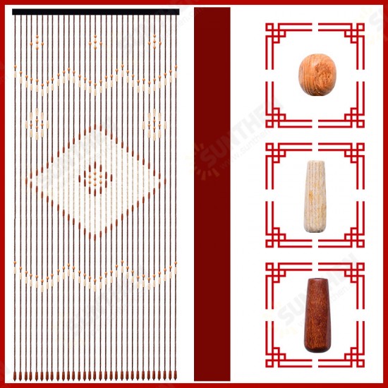 31 Line Wave Handmade Fly Screen Wooden Beads Curtain Wooden Door Curtain Blinds for Porch Bedroom Living Room Divider