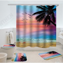 Beach Sunset Style Waterproof Bathroom Shower Curtain Toilet Cover Mat Non-Slip Rug Set for Bathroom Home Hotel Beach Sunset Style Waterproof Bathroom Shower Curtain Toilet Cover Mat Non-Slip Rug Set for Bathroom Home Hotel