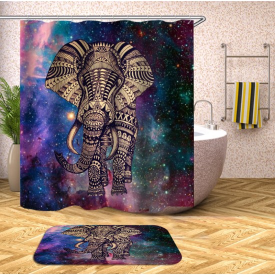 Elephant Bathroom Set Mouldproof Shower Curtain Non-Slip Rug Toilet Seat Cover Bath Mat Carpets Bathroom Decor