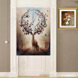 WX-409 Cotton Linen Decorative Door Curtain Noren Doorway Room Divider For Bedroom Kitchen WX-409 Cotton Linen Decorative Door Curtain Noren Doorway Room Divider For Bedroom Kitchen