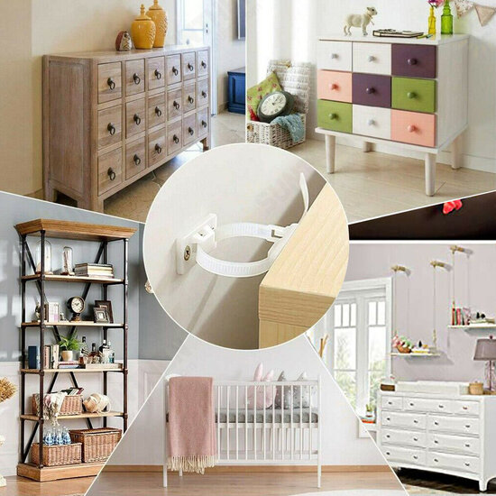 10Pcs/set Plastic Furniture Reverse Buckle For Baby Child Proofing Strap Tip Lock