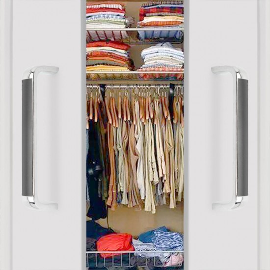 2Pcs Modern Simple Pull Handle Cabinet Wardrobe Door Drawer Knob Hardware Chrome