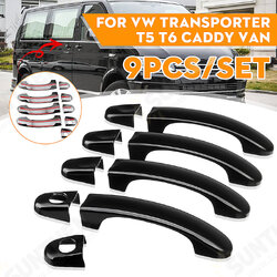 9Pcs Gloss Black ABS Door Handle Covers Set For VW Transporter T5 T6 Caddy Van 9Pcs Gloss Black ABS Door Handle Covers Set For VW Transporter T5 T6 Caddy Van