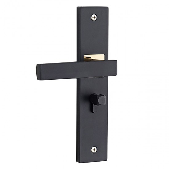 Black Steel Home Door Entry Lever Handle Locks + 3 Keys Set For Indoor Wood Door